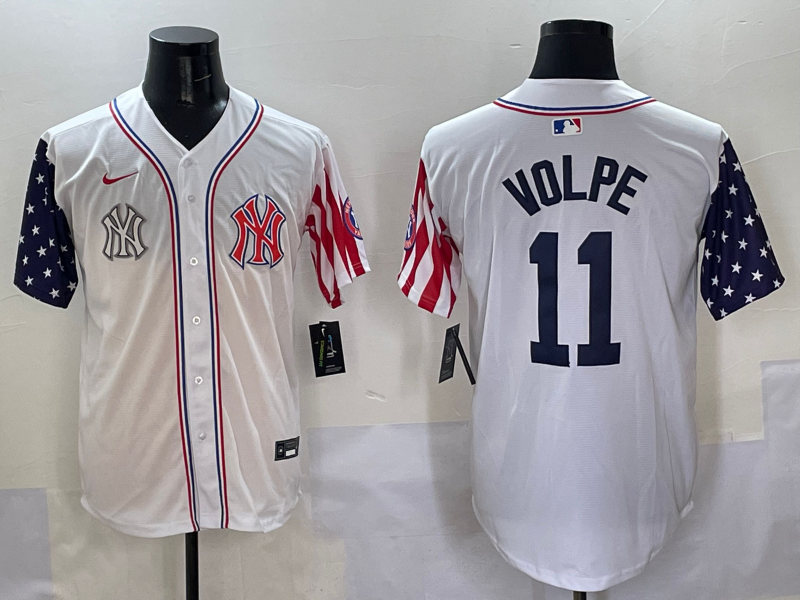 Men 2025  MLB New York Yankees #11 Volpe white jersey style 7->new york yankees->MLB Jersey